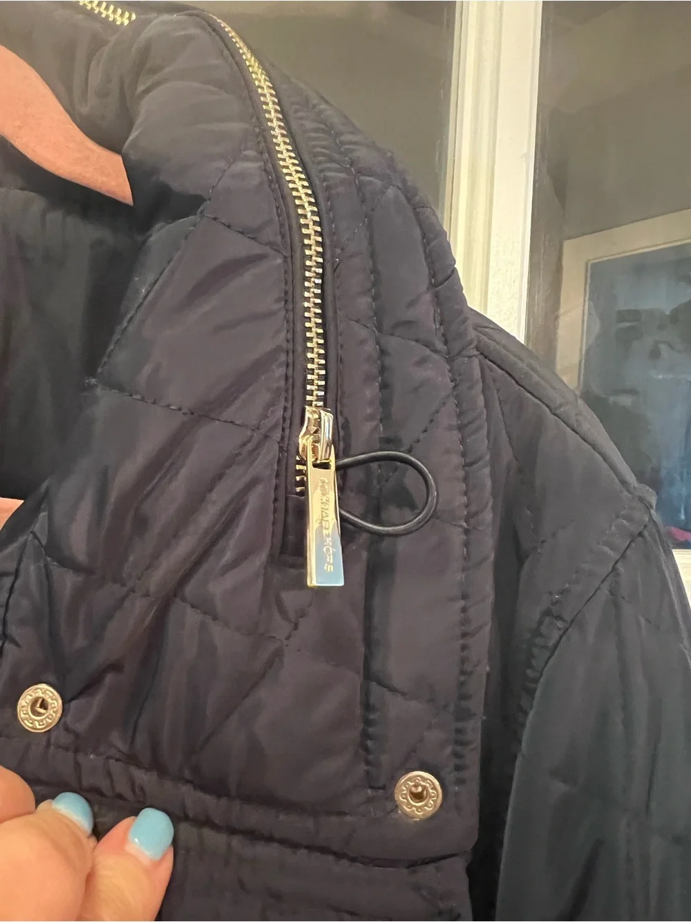 Michael Kors Quilted Navy Puffer Coat with Gold Hardware Plus Size 2X-NWOT